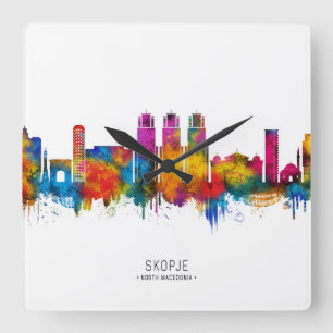 Reloj Cuadrado Skyline de la República de Skopie de Macedonia