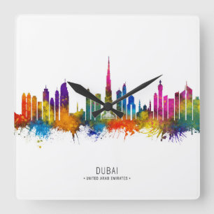Reloj Cuadrado Skyline de los Emiratos Árabes Unidos de Dubai