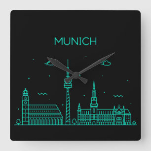 Reloj Cuadrado Skyline de Munich
