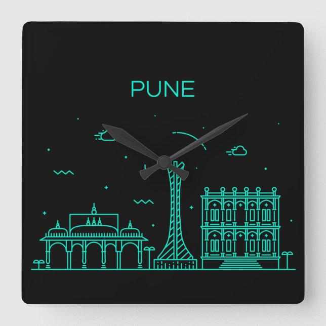 Reloj Cuadrado Skyline de Pune (Anverso)