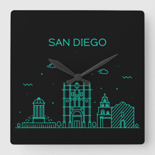 Reloj Cuadrado Skyline de San Diego