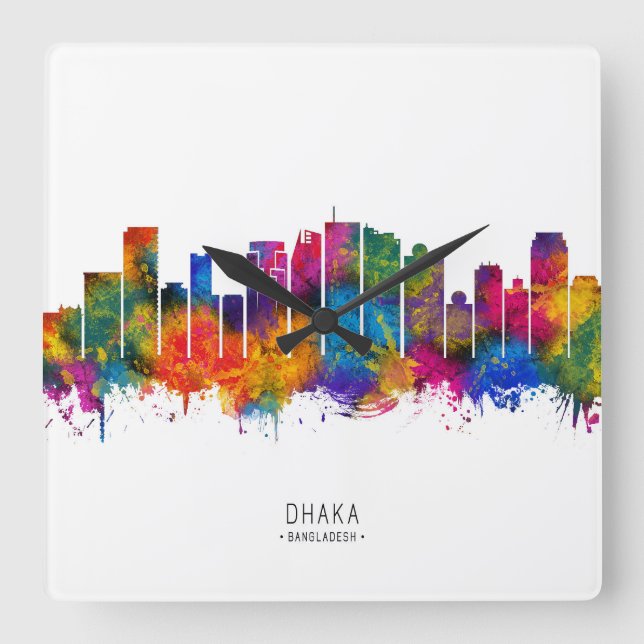 Reloj Cuadrado Skyline Dhaka (Anverso)