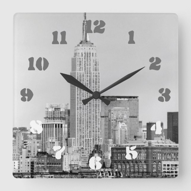 Reloj Cuadrado Skyline IV de NYC (Anverso)