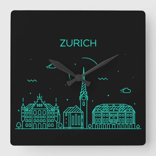 Reloj Cuadrado Skyline Zurich (Anverso)