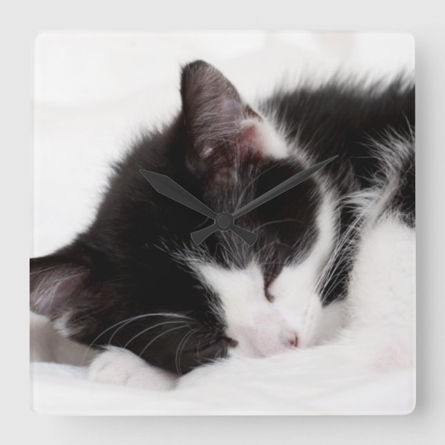Reloj Cuadrado Sleeping Kitten (Anverso)