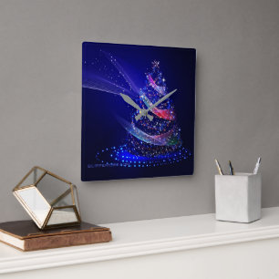 Reloj Cuadrado SlipperyJoe árbol de Navidad digital translúcido r