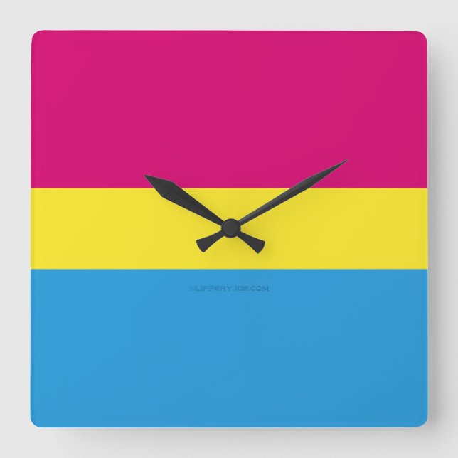 Reloj Cuadrado SlipperyJoe bandera pansexual del orgullo amarillo (Anverso)