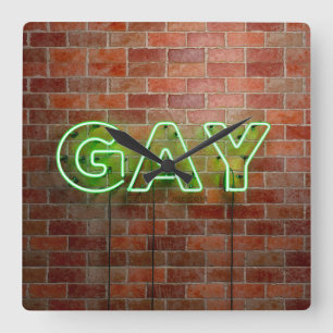 Reloj Cuadrado SlipperyJoe iluminó el letrero de neón gay brillan