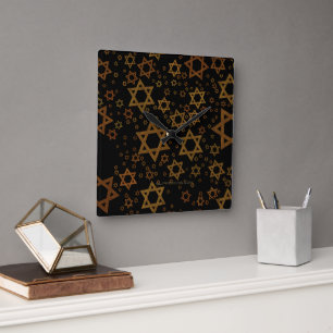 Reloj Cuadrado SlipperyJoe's Estrella David temática de Hanukkah
