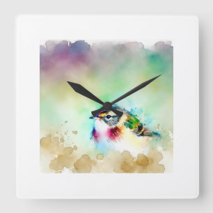 Reloj Cuadrado Small Bird 270824AREF146 - Watercolor