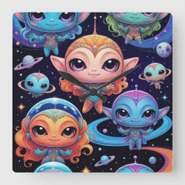 Reloj Cuadrado Small Multi-Coloured Aliens in Space