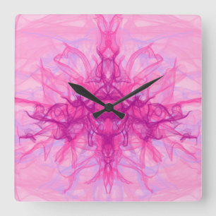 Reloj Cuadrado SMOKE PINK - Arte fractal moderno y abstracto -