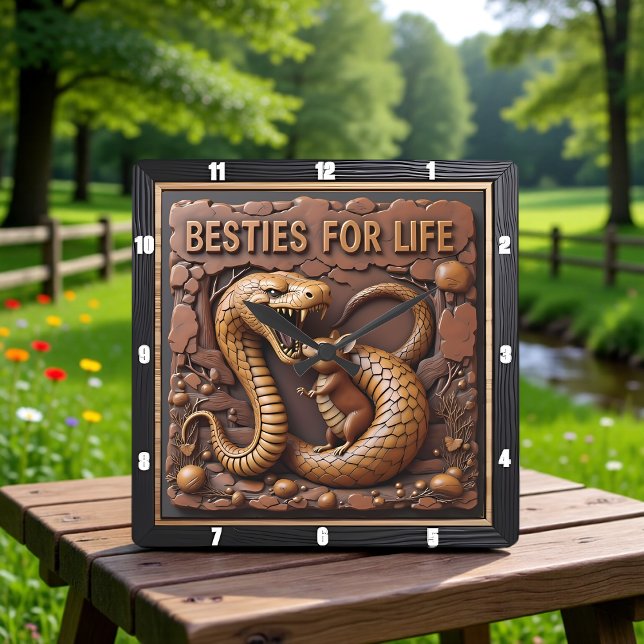 Reloj Cuadrado Snake Rat Coiled Besties (Subido por el creador)