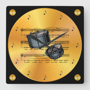 Reloj Cuadrado Snare Drums ~ Sheet Music ~ Gold Record ~