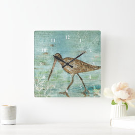 Reloj Cuadrado Snipe Shorebird Beach House House Decoración Art