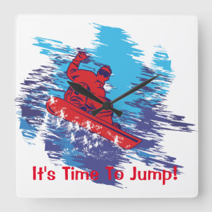 Reloj Cuadrado Snowboarder rojo