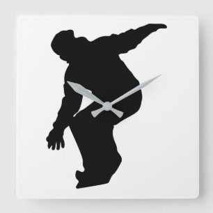 Reloj Cuadrado Snowboarder Silhouette