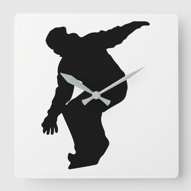 Reloj Cuadrado Snowboarder Silhouette (Anverso)