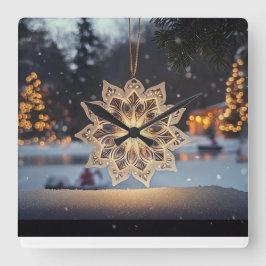 Reloj Cuadrado Snowflake Ornament Winter Wall Clock