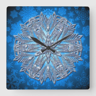 Reloj Cuadrado Snowflakes Art 13 Wall Clocks y opciones numéricas