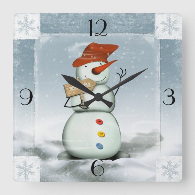 Reloj Cuadrado Snowman (Anverso)