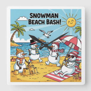 Reloj Cuadrado Snowman Beach Bash