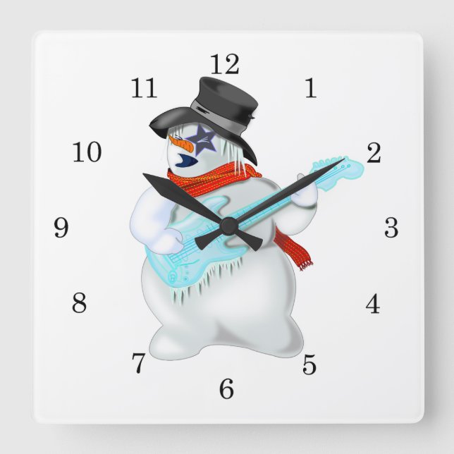 Reloj Cuadrado Snowman Rock Wall Clock (Anverso)