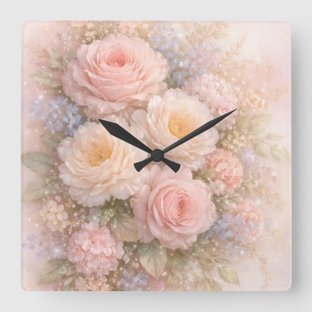 Reloj Cuadrado Soft Blossom Dreams  (Anverso)
