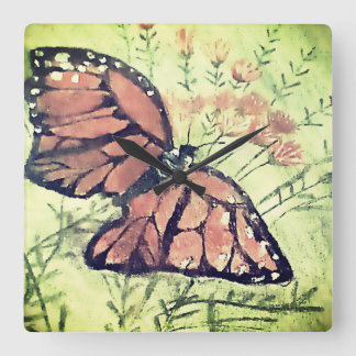 Reloj Cuadrado Soft Oil Pastels of Monarch Butterfly
