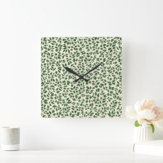 Reloj Cuadrado Soft Sage Green Botanical Leaf Foliage Pattern