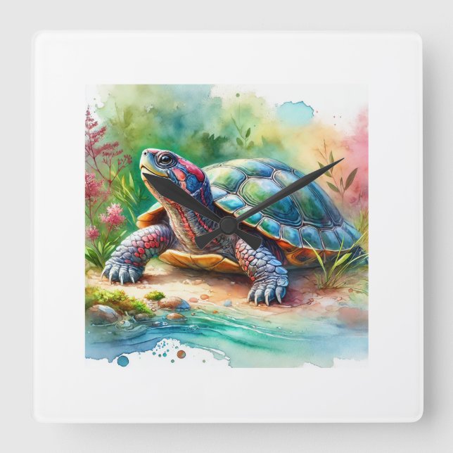 Reloj Cuadrado Softshell Turtle 221024AREF149 - Watercolor (Anverso)