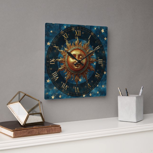 Reloj Cuadrado Sol Celestial (Oficina)