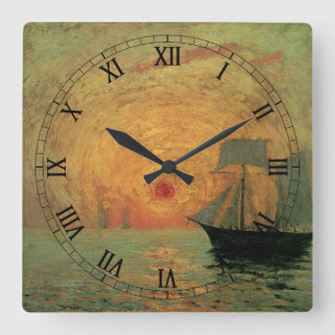 Reloj Cuadrado Sol Rojo por Maxime Maufra, Impresionismo Vintage