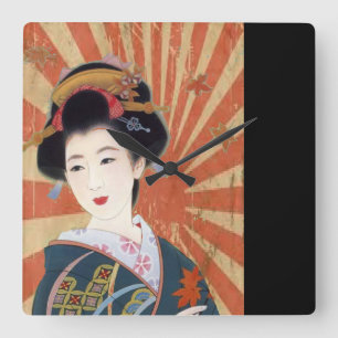 Reloj Cuadrado Sol vintage retro japonés Geisha