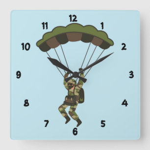 Reloj Cuadrado Soldado militar/paracaidista