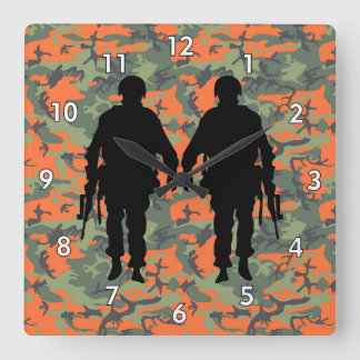 Reloj Cuadrado Soldado militar/silueta guerrera con camo