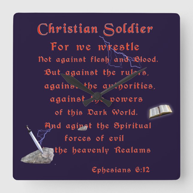 Reloj Cuadrado Soldados cristianos (Anverso)