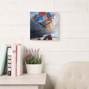 Reloj Cuadrado Soldados del suelo por Newell Convers Wyeth