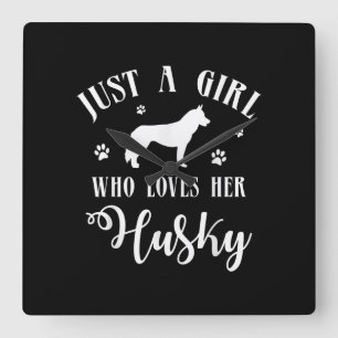 Reloj Cuadrado Sólo un Chica que ama a su Husky Decoración de p