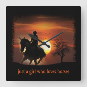 Reloj Cuadrado solo un chica que ama los caballos