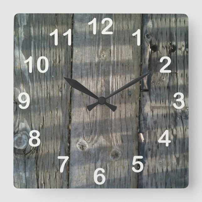 Reloj Cuadrado Sombras de planchas de madera Cubierta de madera c (Anverso)
