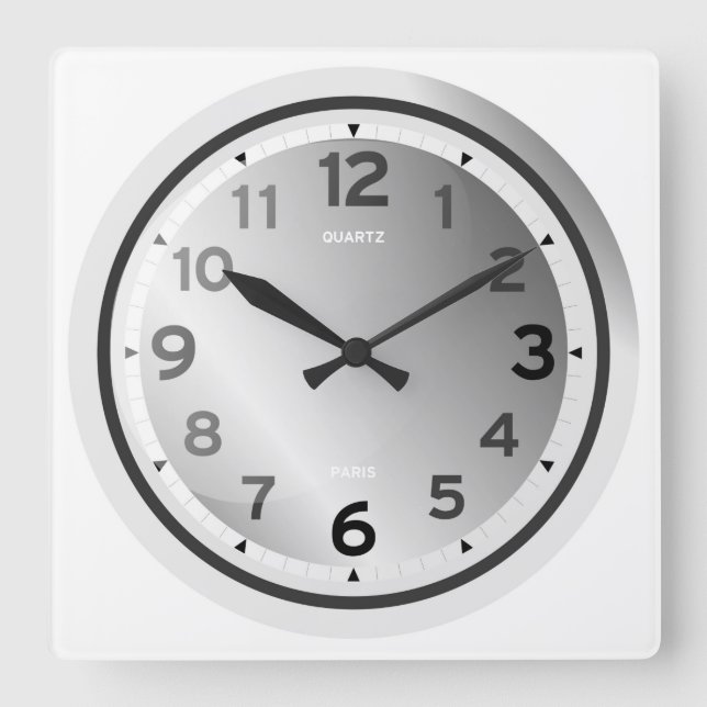Reloj Cuadrado Sombreado simple número estándar (Anverso)