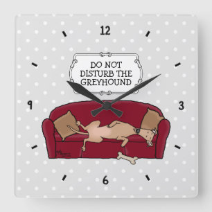 Reloj Cuadrado Sombrero Greyhound (flautista) Perro Lazy Sleeping