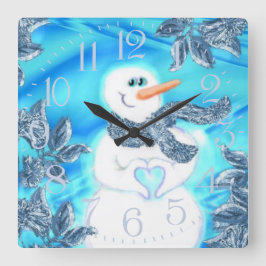 Reloj Cuadrado Somebody Loves You Emotional Snowman Wall Clock