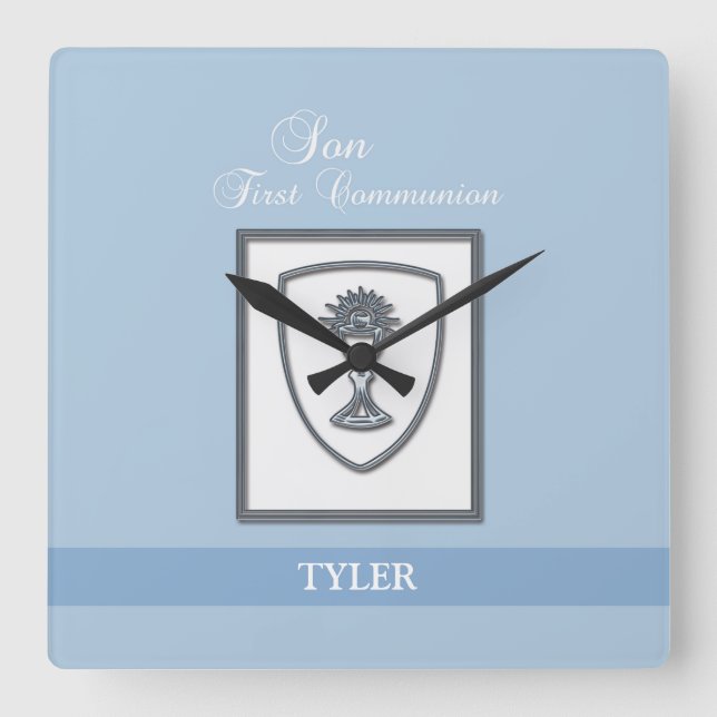 Reloj Cuadrado Son, primer cáliz plateado de la comunión (Anverso)