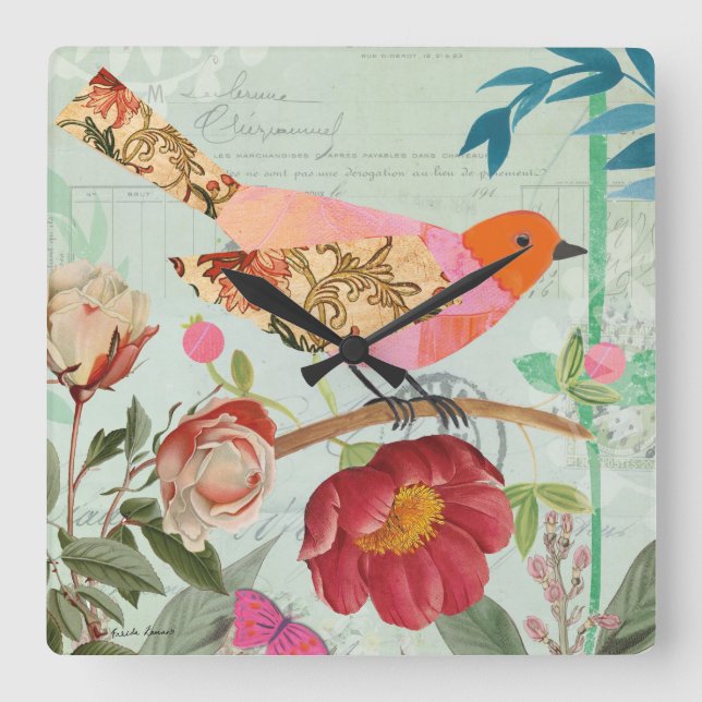 Reloj Cuadrado Songbird (Anverso)