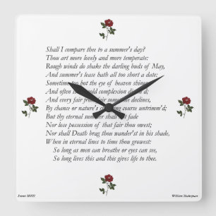 Reloj Cuadrado Sonnet # 18 de William Shakespeare