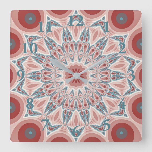 Reloj Cuadrado Sorprendente arte contemporáneo kaleidoscopio Mand (Anverso)