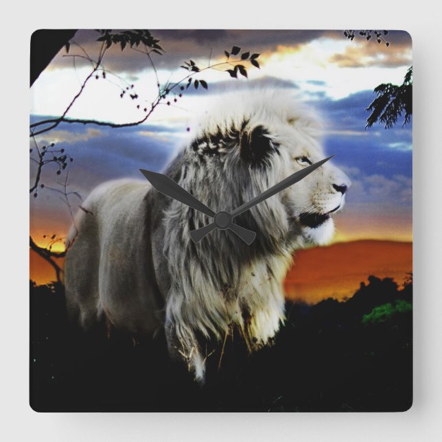 Reloj Cuadrado South Africa Lion in the Jungle (Anverso)