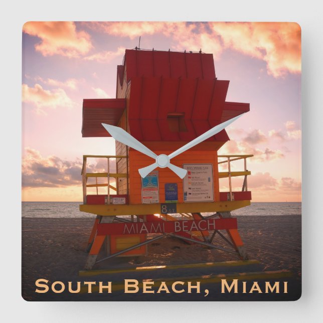 Reloj Cuadrado South Beach, Miami Lifeguard Stand (Ocean Rescue) (Anverso)